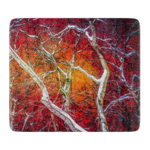 Red winter night cutting board
