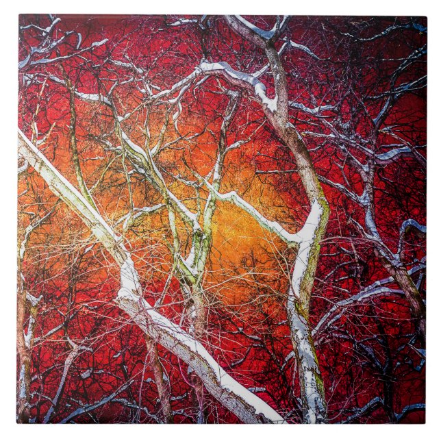Red winter night tile (Front)
