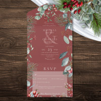 Red Winter Pine Berries Eucalyptus No Dinner