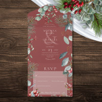 Red Winter Pine Berries Eucalyptus No Dinner
