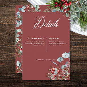 Red Winter Pine Berries Eucalyptus Wedding Enclosure Card