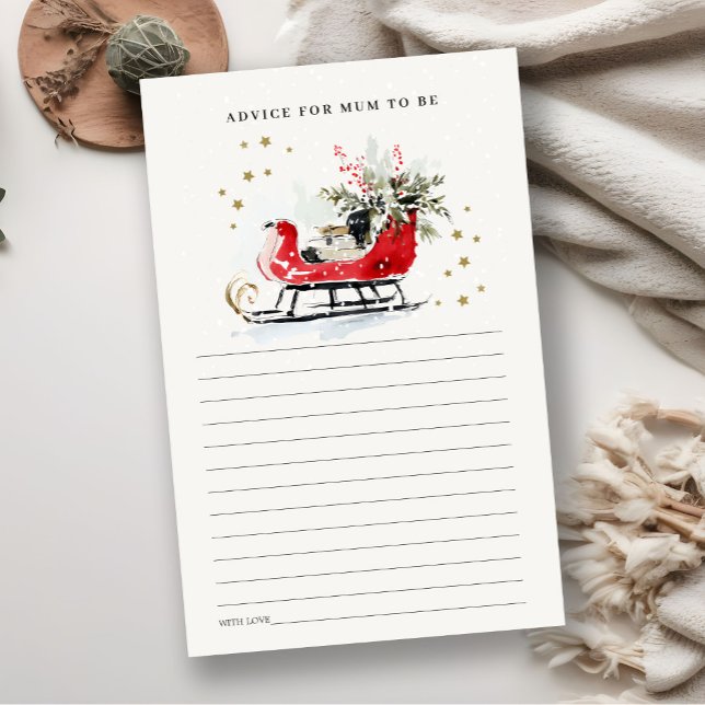 Red Winter Sleigh Advice For Mum To Be Baby Shower (Creator Uploaded)