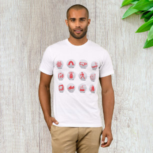 Red Winter Sports and Camping Icon T-Shirt