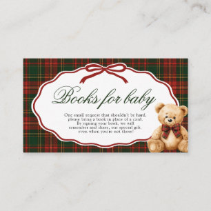 Red Winter Teddy Bear Baby Shower Books For Baby Enclosure Card