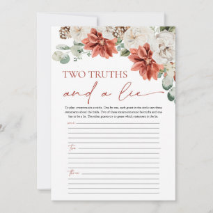 Red Winter Two Truth and a lie Bridal Shower Game Invitation