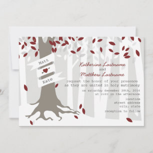Red Winter Wedding Forest Snow Invitation