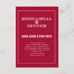 Red Winter Wedding Rehearsal Dinner Invitations