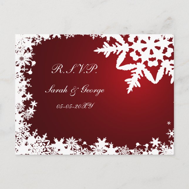 red winter Wedding rsvp card (Front)