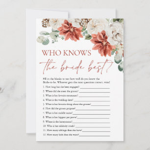 Red Winter Who Knows The Bride Best Bridal Game Invitation