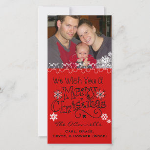 Red Wish You Merry Christmas Photo Card