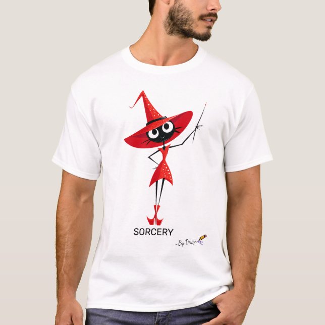 Red Witch Cat | SORCERY - By Design | Elegant T-Shirt (Front)