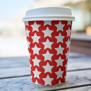 Red with a White Stars Pattern Paper Cups