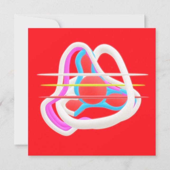 Red with abstract surreal design in cute colours   (Front)