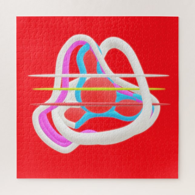 Red with abstract surreal design in cute colours   jigsaw puzzle (Vertical)