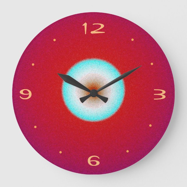Red with Aqua Centre>Kitchen Clock (Front)