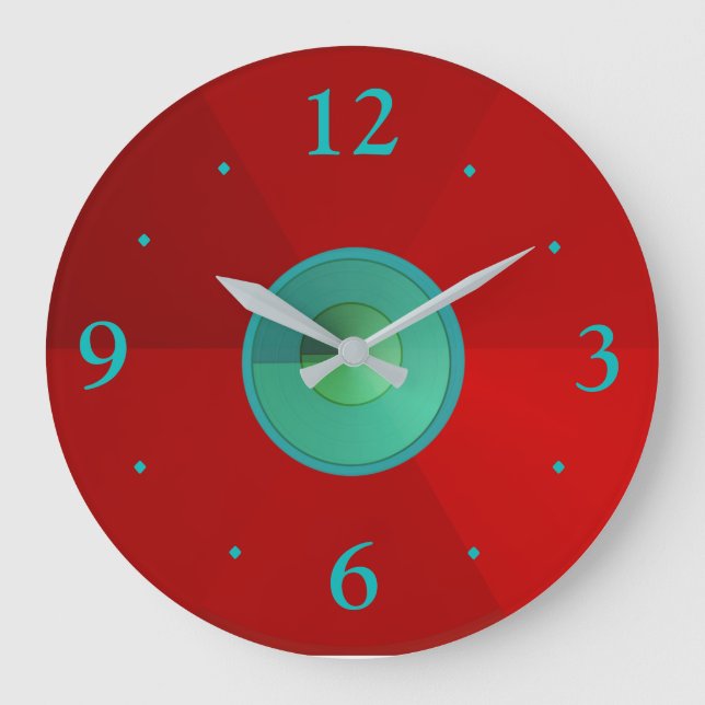 Red with Aqua/ Green/Blue Centre>  Plain Clocks (Front)