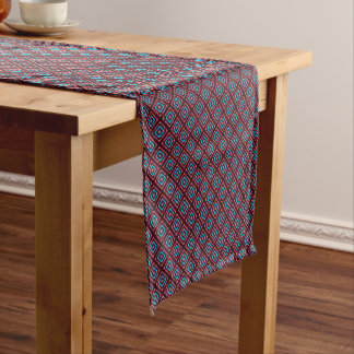 Red With Blue Diamond Short Table Runner