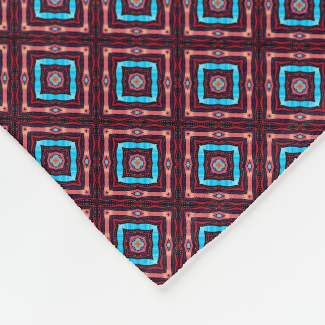 Red With Blue Diamonds Fleece Blanket (Corner)