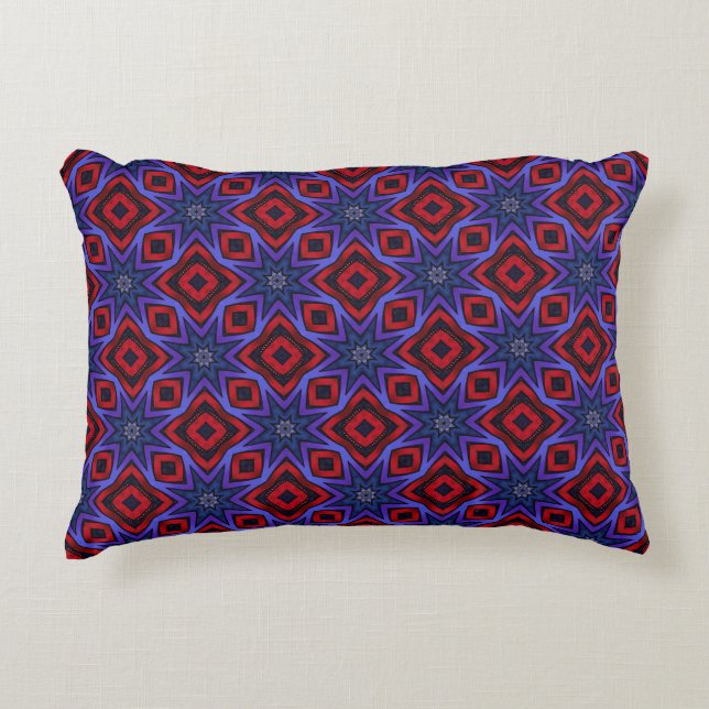 Red With Blue Stars Decorative Cushion (Front)