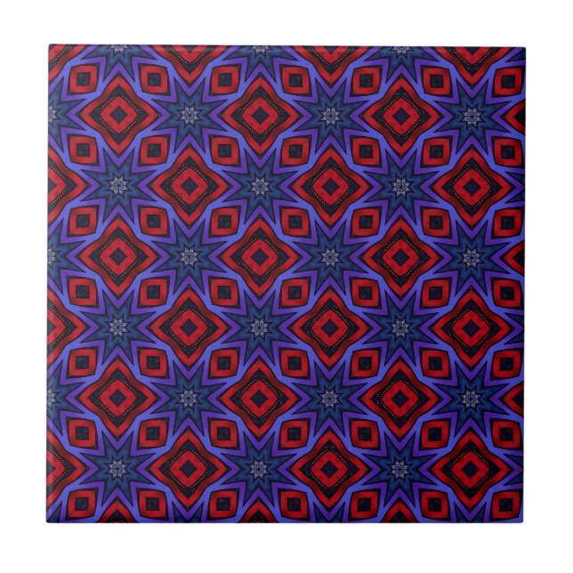Red With Blue Stars Tile (Front)
