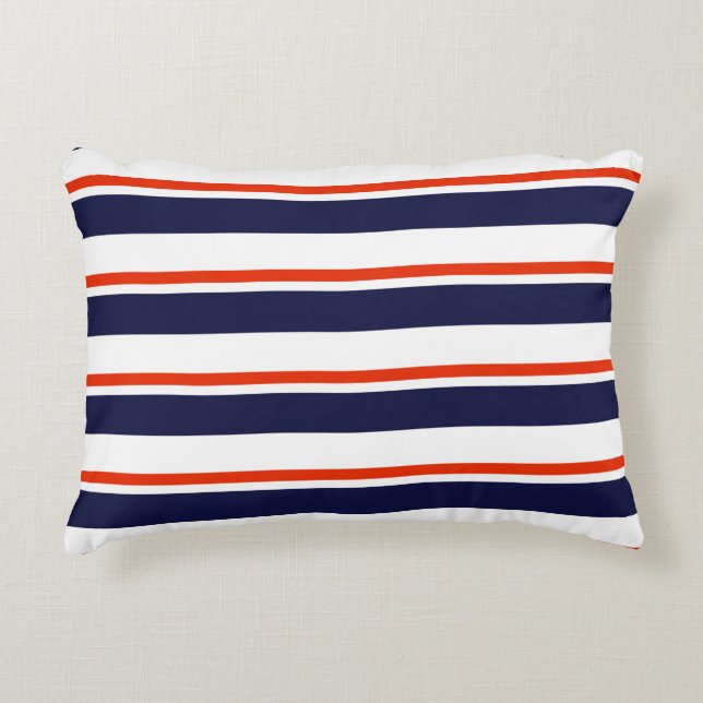 Red With Blue Stripes Decorative Cushion (Front)