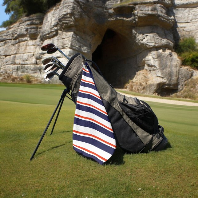 Red With Blue Stripes Golf Towel (Golf towel)