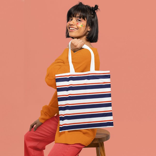 Red With Blue Stripes Tote Bag (Creator Uploaded)