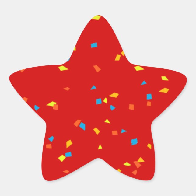 Red with colourful confetti star sticker (Front)