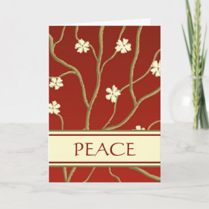 Red with Flowering Branches Holiday Card