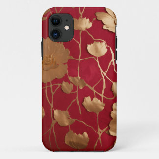 Red with gold lotus  Case-Mate iPhone case