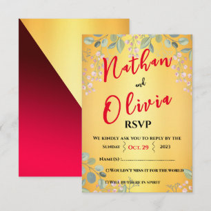 Red with Gold RSVP Card