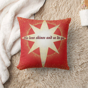 Red with Gold Star of Bethlehem Christmas Cushion