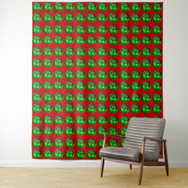 Red with Green Dots Tapestry (In Situ)