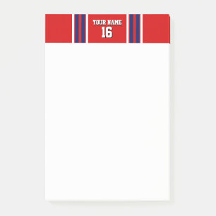 Red with Navy White Stripes Team Jersey Post-it Notes