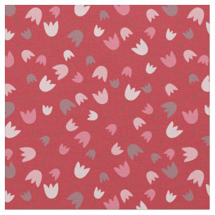 Red with pink tulip pattern collection fabric