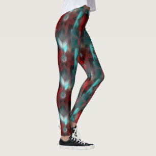 Red with scratches woody under cyan glass style th leggings