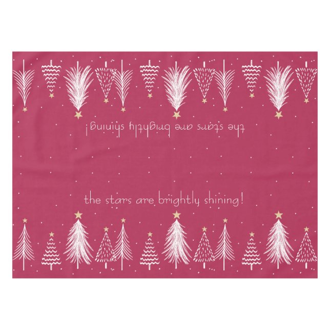 Red with White Christmas Tree  Tablecloth (Front (Horizontal))