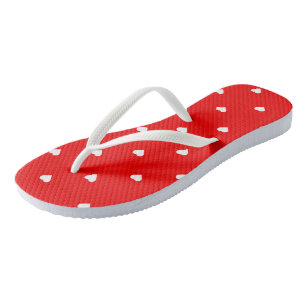 Red with White Hearts Jandals