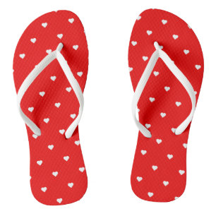 Red with White Hearts Jandals