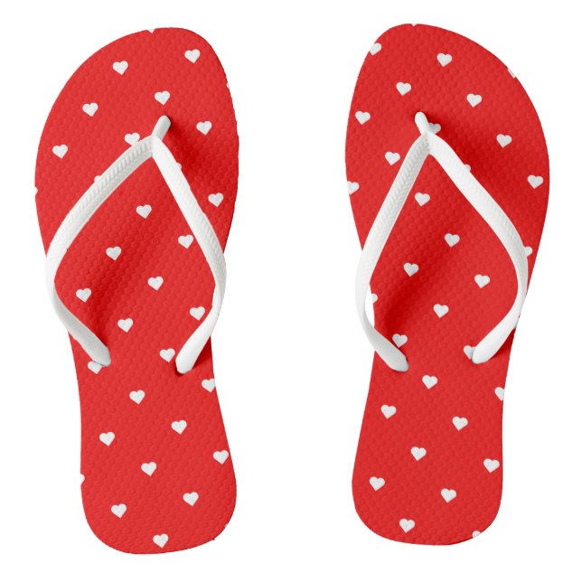 Red with White Hearts Jandals (Footbed)