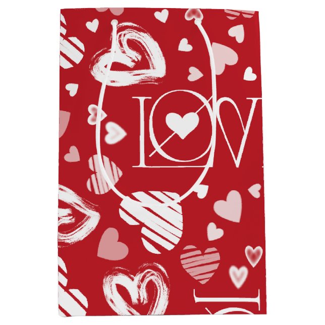 Red with White Hearts Medium Gift Bag (Front)