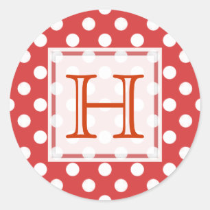 Red With White Polka-dot Monogram Stickers