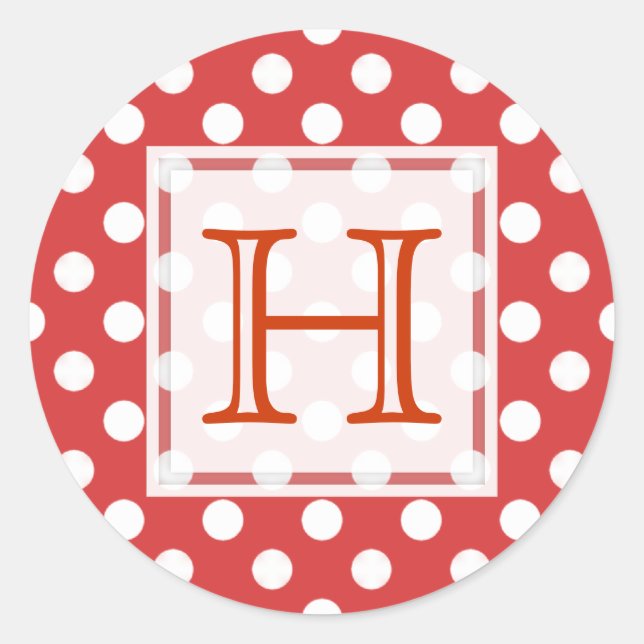 Red With White Polka-dot Monogram Stickers (Front)