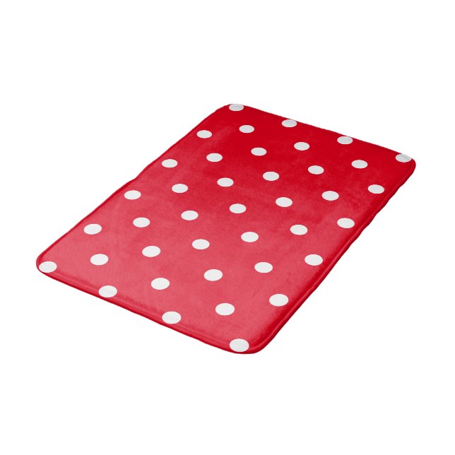 Red with White Polka Dots Bath Mat (Angled)