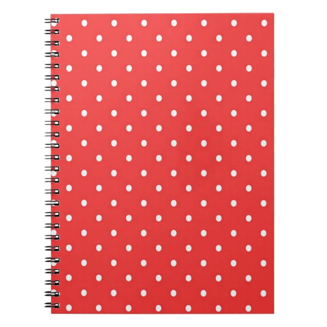 Red with White Polka Dots Spiral Notebook (Front)