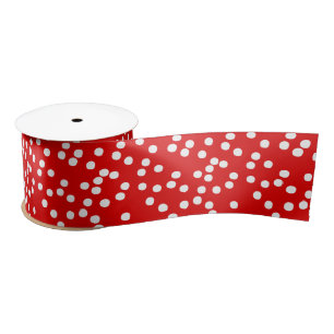 Red with White Polkadots  Customizable Color Satin Ribbon