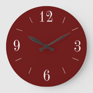 Red with White Roman Numerals >Simplistic Large Clock