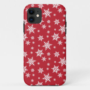 Red with white snowflakes iPhone case