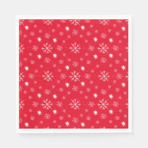 Red With White Snowflakes Paper Plate Napkin