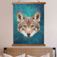 Red Wolf Low-Poly Modern Abstract Art Animal